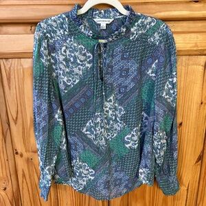 Counterparts Blouse Long Sleeve Patchwork Women's Size Large